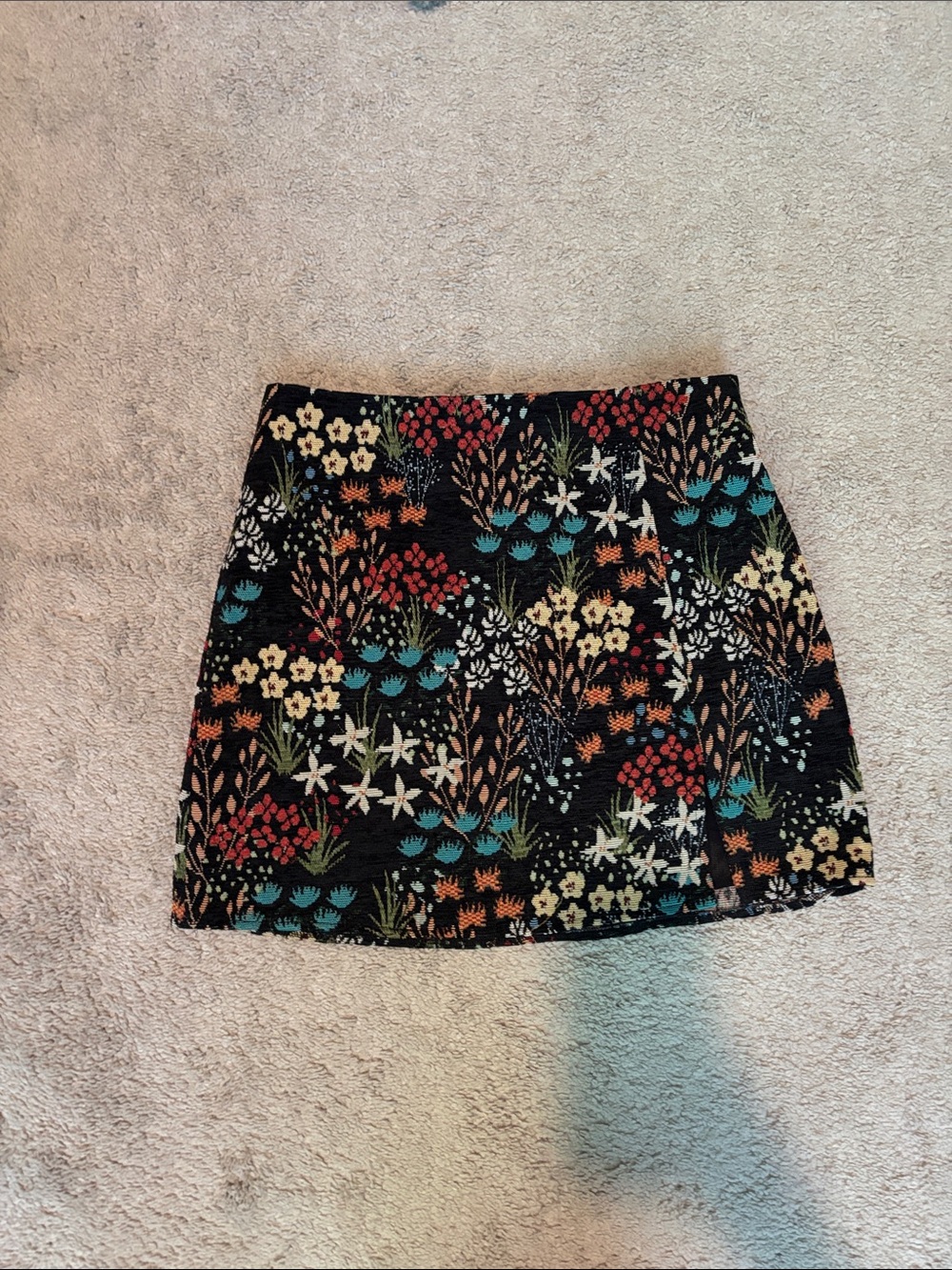 Black Floral Mini Skirt